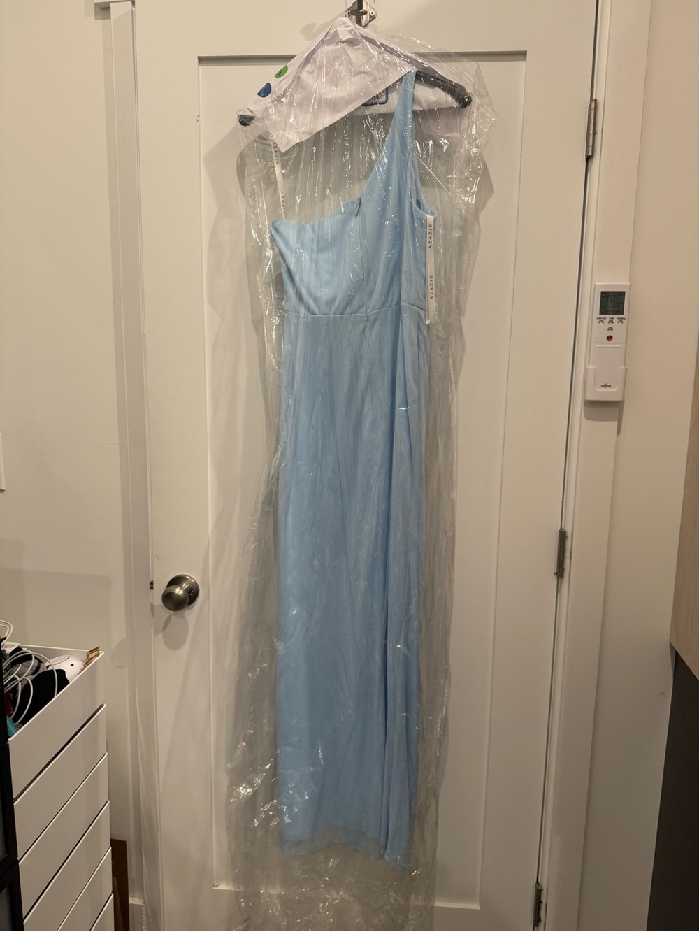 Azazie One-Shoulder Sky Blue Chiffon Dress - Picture 8 of 8